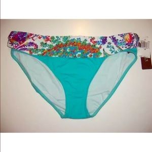 👙Teal w/Floral Print Bikini Bottoms size 12