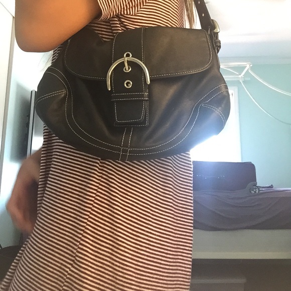 black leather coach mini hobo bag
