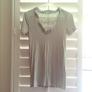 Seafoam Green Ruffle Neckline Tee