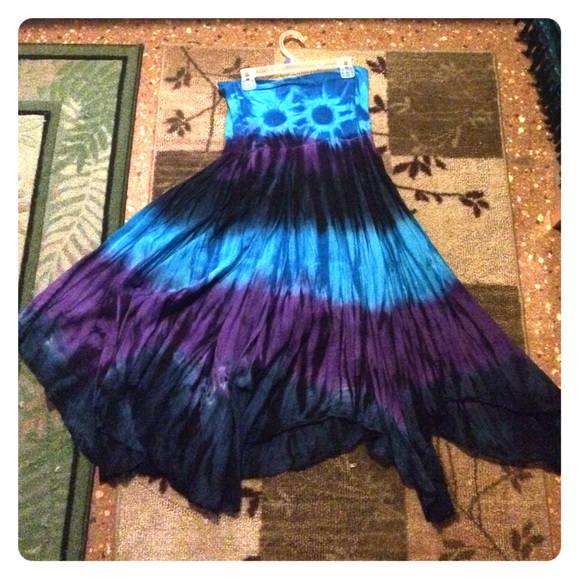 Blue and purple tie dye skirt