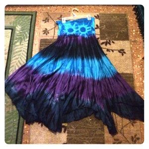 Blue and purple tie dye skirt