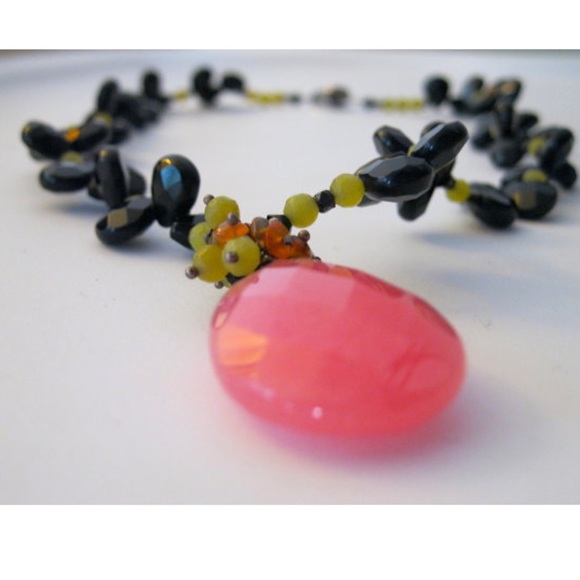 Black Onyx /Jade /Rose Quartz Pendant Necklace - Picture 1 of 4