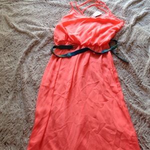 Coral neon long dress never worn nwt