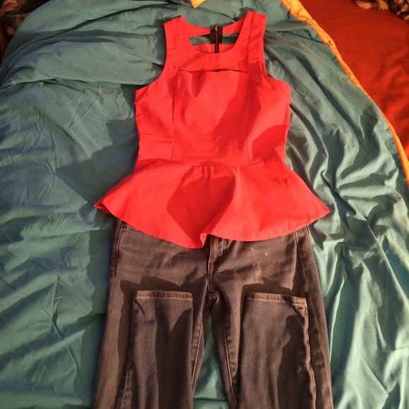 Lily White peplum top & American Eagle jeans