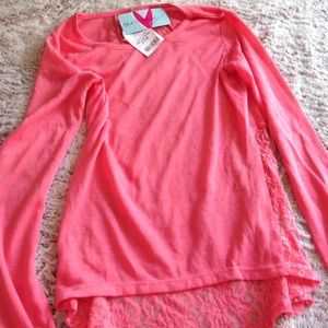 Casual coral lace top never worn nwt