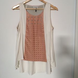 FINAL DAY! Hi-lo top w/ faux rose-color leather