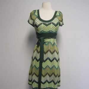 NWT BCBG MaxAzria Green Knit Zig Zag Wrap Dress