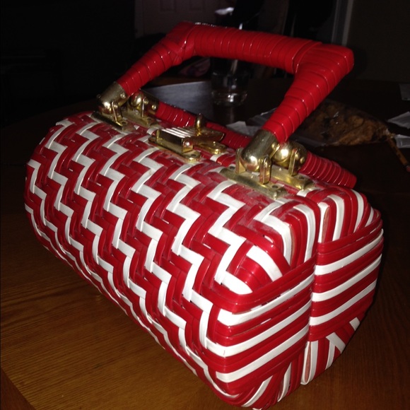 ❌Sold❌Vintage Wicker Pin-up Rockabilly Handbag - Picture 2 of 3