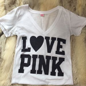 White "love pink" pajama shirt