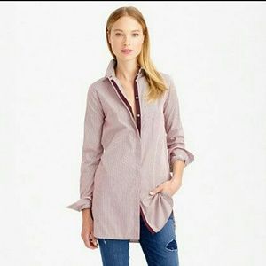 J Crew Endless Shirt in Stripe Burgundy NWT