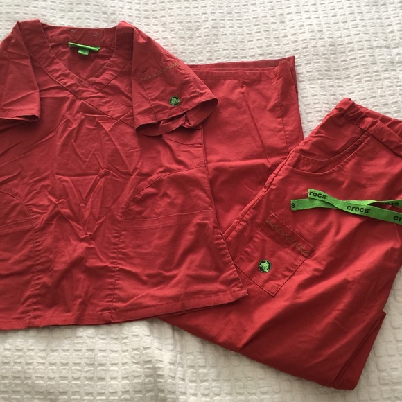 Deep blood orange scrub set