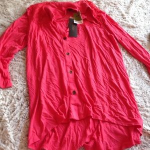 Coral button up top never worn nwt