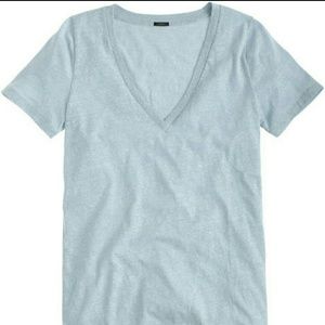 J Crew Sky Blue Speckled V-Neck Tee NWT