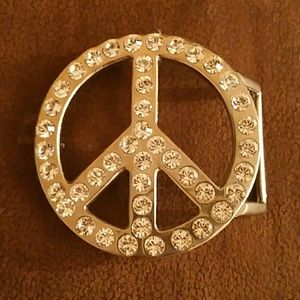 Peace Jeweled Belt Buckle
