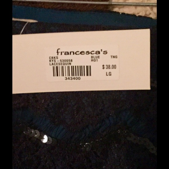 Francesca's Teal with Black Lace and Sequin Skirt - Picture 4 of 4