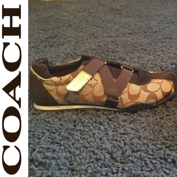 BROWN COACH VELCRO SNEAKERS SIZE 9