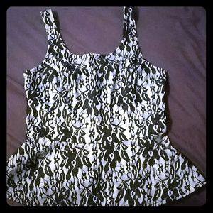 Express lace black and white peplum tank top XS Express lace black and white peplum tank top XS