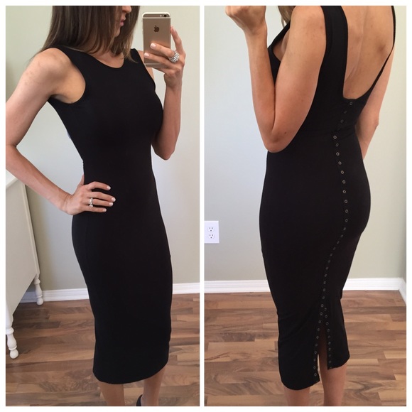 Sold • Black Button Down Back Dress - Picture 3 of 4