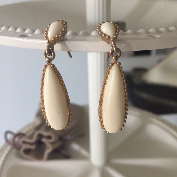 Ivory and gold chandelier earrings
