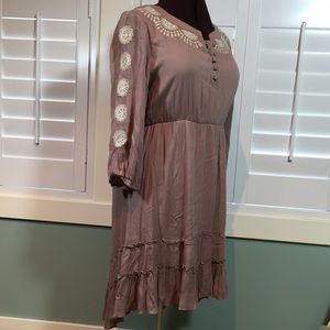 Solitaire taupe high low tiered peasant dress