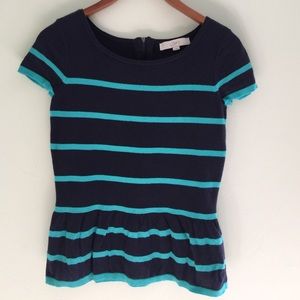 Peplum top (it's dark navy, not black)