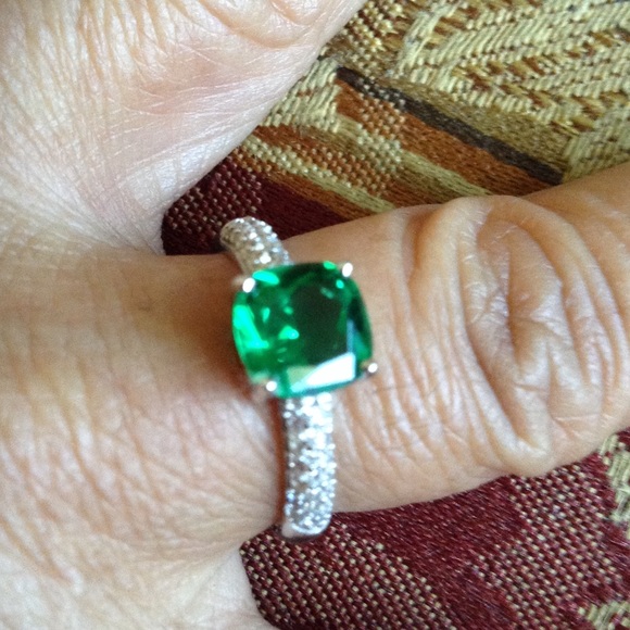 Princess cut Nano Russian emerald, stamp 925 SS - Picture 3 of 5