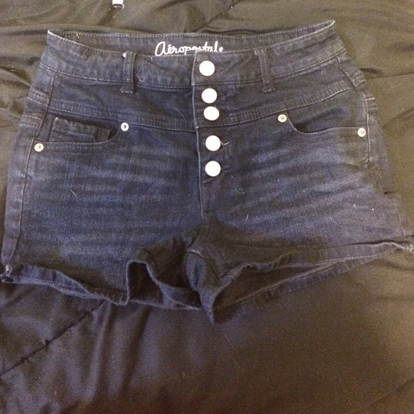 High waisted dark blue shorts