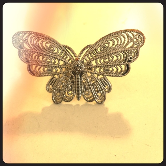Silver butterfly ring