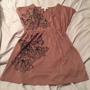Brown butterfly maternity dress shirt