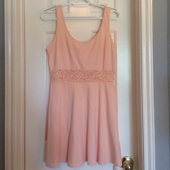 Pink dress with lace midsection