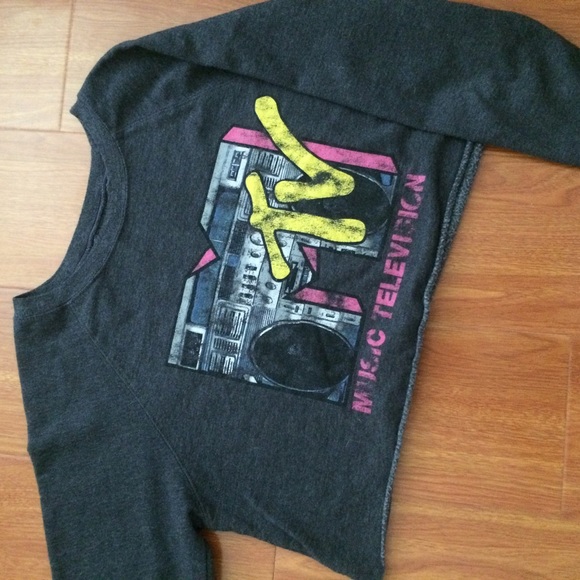 MTV logo faded cropped sweater