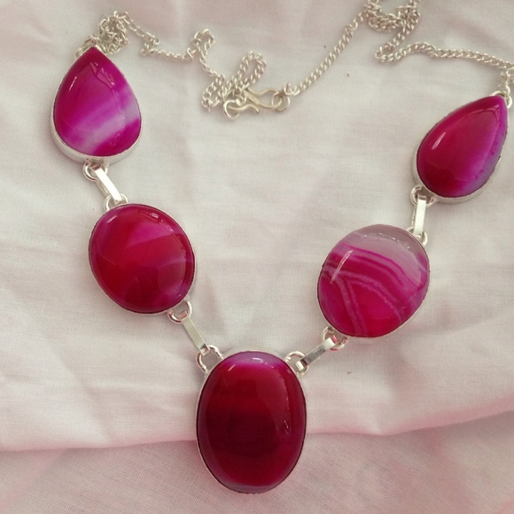 Hand made Jewelry - 💯% 925 SP💕💯% Botswana gem necklace 🎀