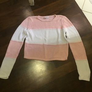 Pink and white knit sweater