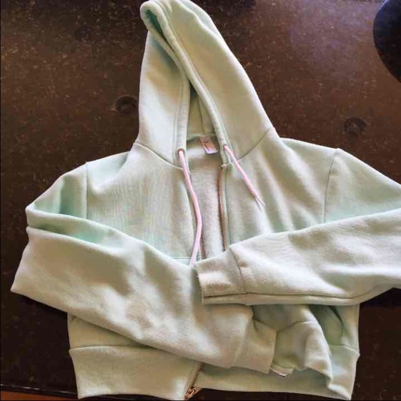 American Apparel crop hoodie jacket mint