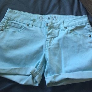 light blue shorts