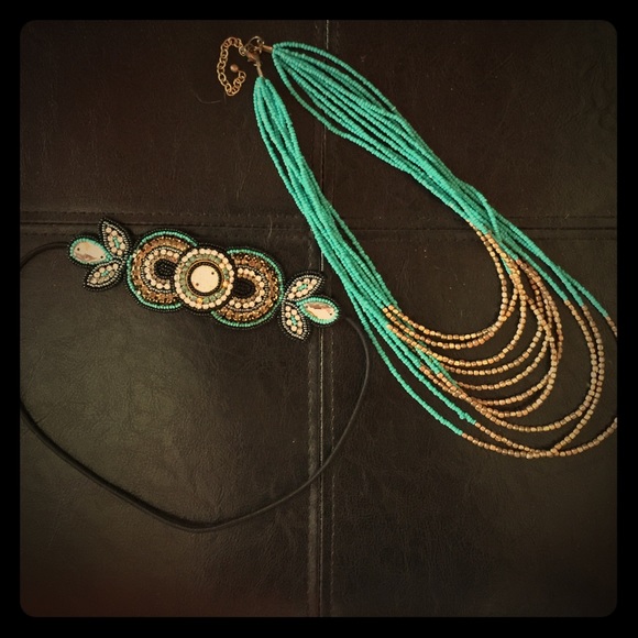 Beautiful beaded necklace & matching headband