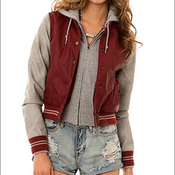 Burgundy/Grey Varsity Jacket