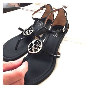 Coach black wedge sandals