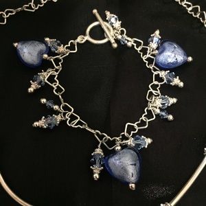 Handmade blue crystal & silver bracelet