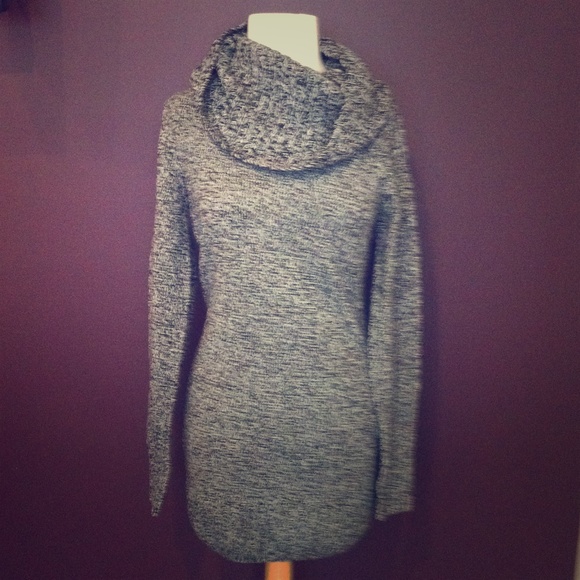 Cowl neck sweater dress