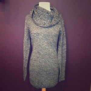 Cowl neck sweater dress