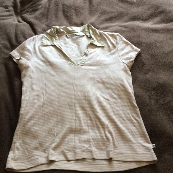 Striped v-neck polo shirt