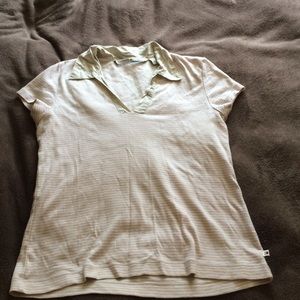 Striped v-neck polo shirt