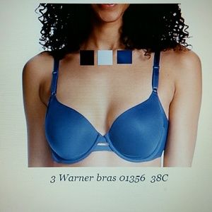 Set of 3 Warners bras, white, black, blue