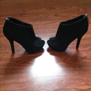 Open Toe Black Fur Booties
