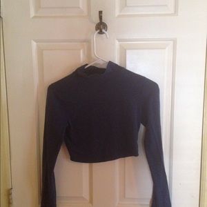 Long sleeved navy crop top