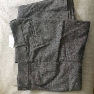 Wide leg black tweed pants. The Loft.