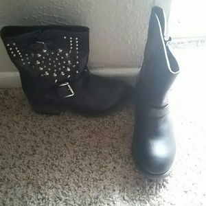 Studded black boots