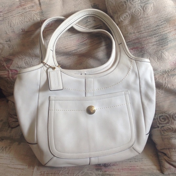 COACH white leather handbag - Picture 1 of 4