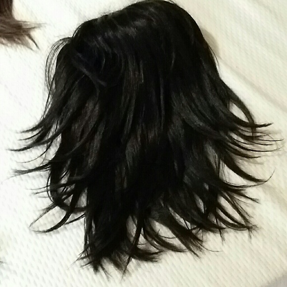 Dark long layered, lace wig synthetic